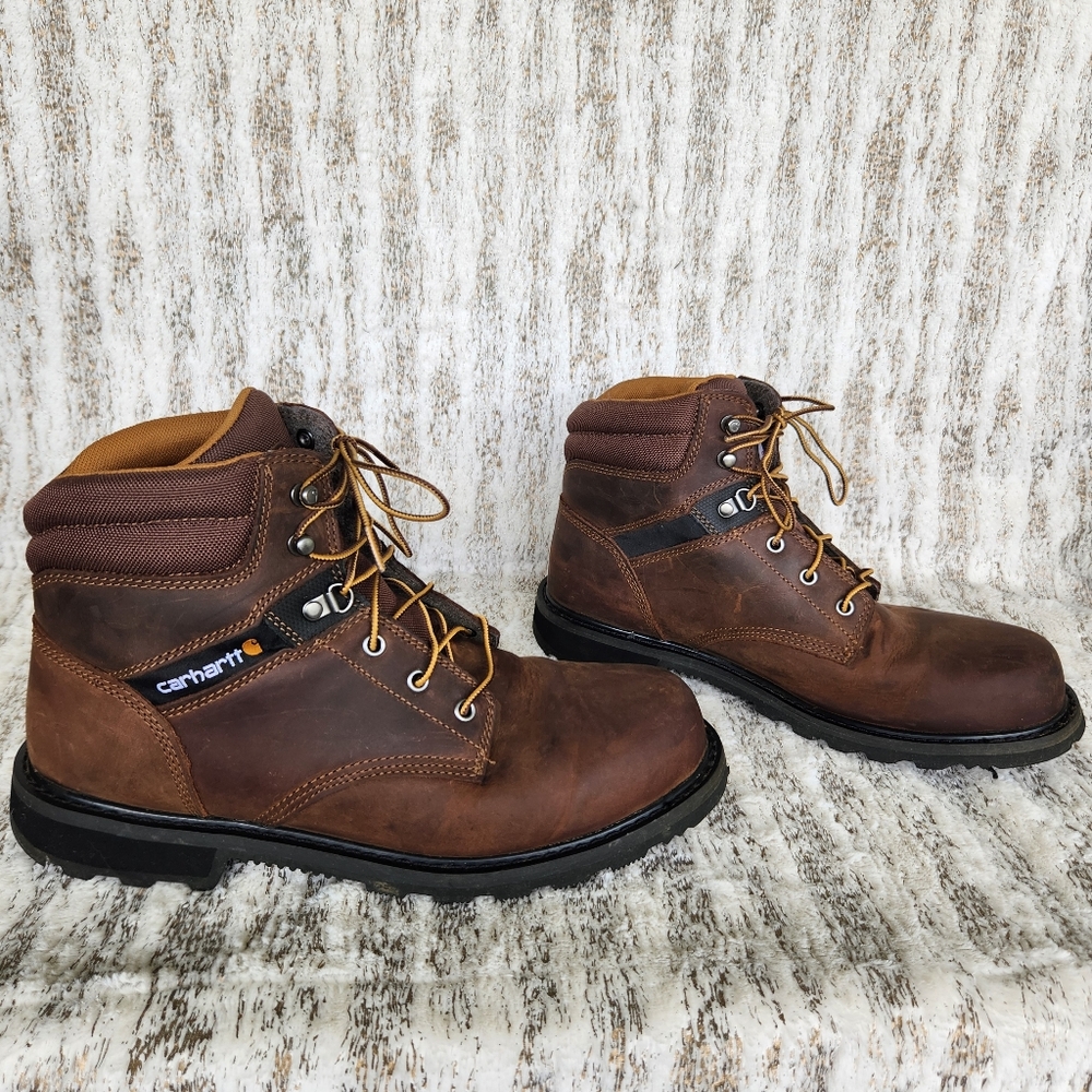 Carhartt "6-inch Soft Toe Work Boot" Oiled Leather Lace Up Brown, Men's Size 12W - Picture 7 of 13